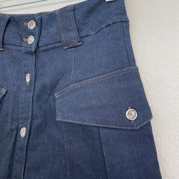 Massimo Dutti Womens 6 A Line Denim Skirt With Button Front & Pockets - Picture 8 of 8